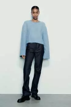 Пушистый свитер ZARA, синий