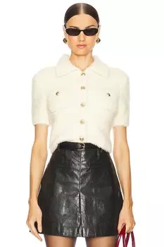 Пушистый трикотажный топ Self-Portrait, бежевый