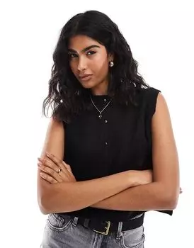 Пушистый трикотажный жилет черного цвета ASOS DESIGN