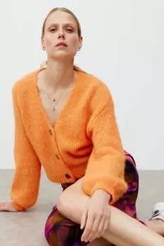 Пушистый вязаный кардиган Oliver Bonas, оранжевый