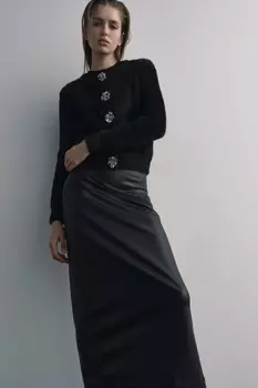 Пушистый вязаный кардиган ZARA, черный