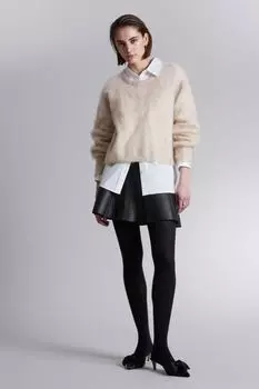 Пушистый вязаный свитер H&M, бежевый