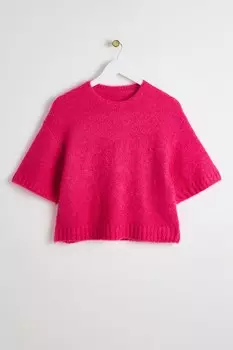 Пушистый вязаный топ ракушка Oliver Bonas, розовый