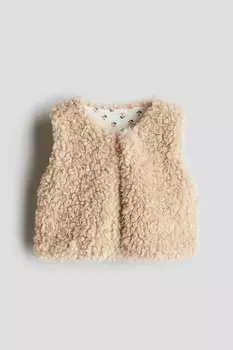 Пушистый жилет H&M, бежевый
