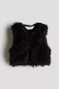 Пушистый жилет H&M, черный