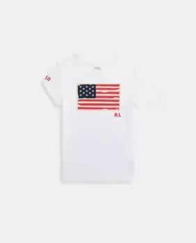 Пустая женская футболка с флагом США Polo Ralph Lauren