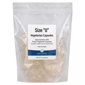 Пустые капсулы Lake Avenue Nutrition размер 0, примерно 1000 шт