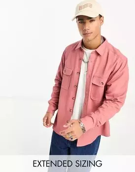 Пыльно-розовая хлопковая куртка-рубашка ASOS