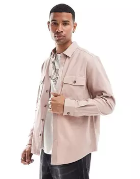 Пыльно-розовая хлопковая куртка-рубашка ASOS DESIGN