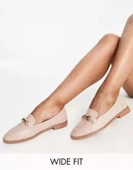 Пыльно-розовые лоферы на плоской подошве Verity ASOS с металлической отделкой