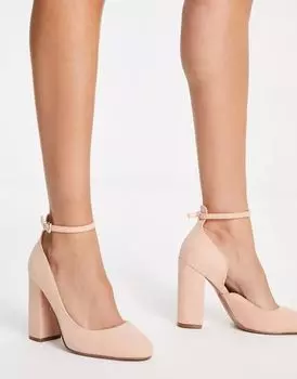 Пыльно-розовые туфли на высоком блочном каблуке ASOS Placid