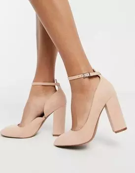 Пыльно-розовые туфли на высоком блочном каблуке ASOS Placid