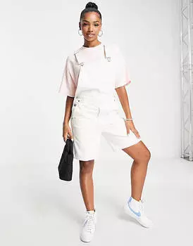 Пыльный удлиненный комбинезон Weekday в винтажном белом цвете