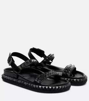 "Pyrabizz" кожаные сандалии с шипами Christian Louboutin, Black/Lin Black