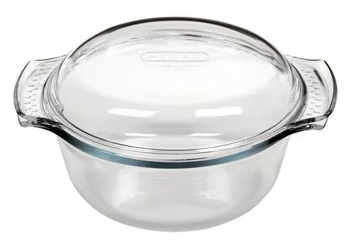Pyrex 112A000 Классическая кастрюля Easy-Grip Easy Glass, круглая, 2,5 л, 23 см x В 14,5 см, прозрачная (1 шт.), прозрачный