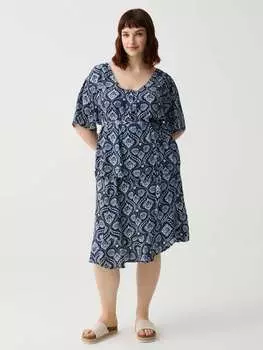 Пышная блузка из вискозы с узором в стиле бохо Mya, цвет white/blue