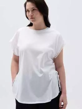 Пышная футболка с разрезами и шнуровкой Mya, цвет optical white