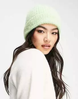 Пышная вязаная шапка цвета лайма ASOS