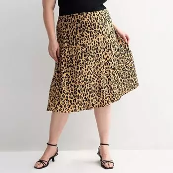 Пышная вязаная юбка миди Nine West, цвет tan jana leopard