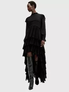 Пышное макси-платье AllSaints, черный