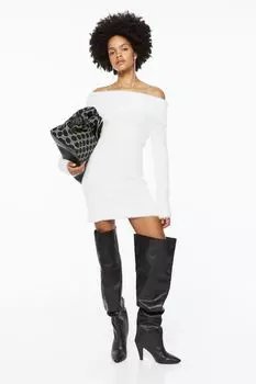 Пышное платье с открытыми плечами H&amp;M, белый