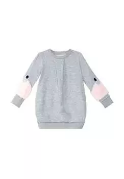 Пышное платье с плюшевыми рукавами Denokids, серый