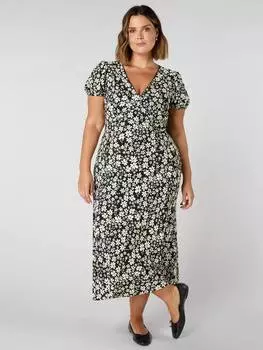 Пышное платье с пышными рукавами в цветочек Live Unlimited, черный