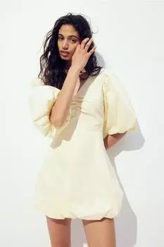 Пышное платье с завязками H&M, желтый