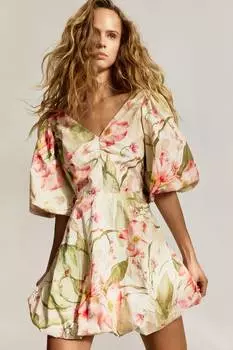 Пышное платье с завязками H&M, мультиколор