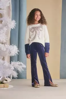 Пышный рукав с бантом из пайеток джемпер Hatley, белый