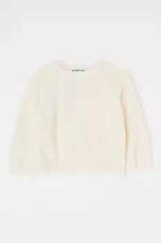 Пышный свитер с овальным вырезом United Colors Of Benetton, белый