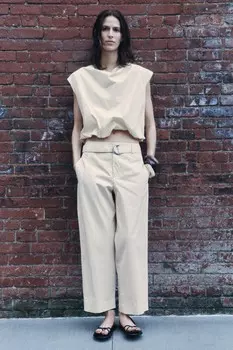 Пышный топ ZARA, экрю