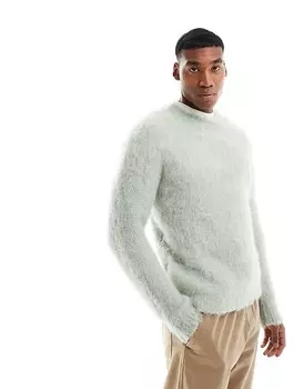 Пышный вязаный свитер серо-зеленого цвета ASOS DESIGN