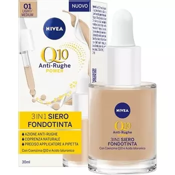 Q10 Anti-Wrinkle Power 3in1 Сыворотка Тональный крем Light B Medium Nivea