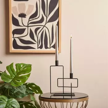 Q-Art Декоративный вертикальный подсвечник, 2 предмета - черный - 25x20 см