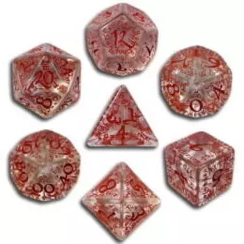 Q-Workshop, Набор кубиков, Эльфийский, прозрачный красный