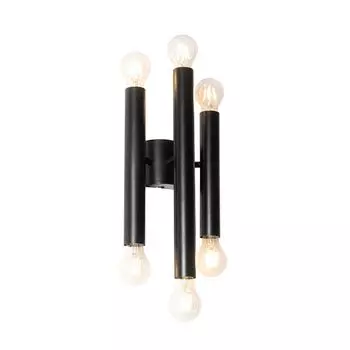 QAZQA - Арт-деко Настенный светильник в стиле ар-деко, черный, 6 лампочек - Tubi I гостиная I спальня - продолговатая сталь - светодиод подходит E27