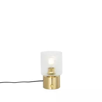 QAZQA - Арт-деко Настольная лампа в стиле ар-деко золото I латунь со стеклом - Лаура I гостиная I спальня - круглая - светодиодная подходит E27