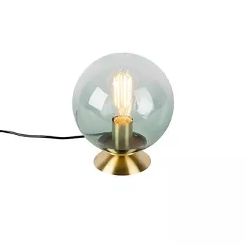 QAZQA - Арт-деко Настольная лампа в стиле ар-деко из латуни с зеленым стеклом - Pallon I гостиная I спальня - шар I сферический - светодиод подходит E27, зеленый