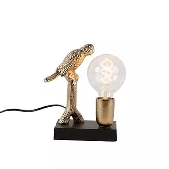 QAZQA - Арт-деко Настольная лампа в стиле ар-деко, черная с золотом I латунь 23 см - Pajaro I гостиная I спальня - алюминий прямоугольный - подходит светодиод E27