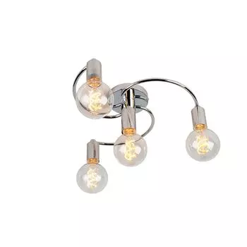 QAZQA - Арт-деко Потолочный светильник в стиле ар-деко I Потолочный светильник I Лампа I Light хром, 4 лампы - Удобная комната I Гостиная I Спальня - круглая сталь - Подходит для светодиодов E27, серебро