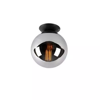 QAZQA - Арт-деко Потолочный светильник в стиле ар-деко, черный с дымчатым зеркалом - Pallon I гостиная I спальня - стеклянный шар I сферический - светодиод подходит E27, серебро