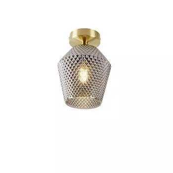 QAZQA - Арт-деко Потолочный светильник в стиле ар-деко I Потолочный светильник I Лампа I светильник из латуни с дымчатым стеклом - Karce I гостиная I спальня - круглый - подходит светодиод E27, золото