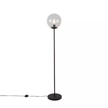 QAZQA - Арт-деко Торшер в стиле ар-деко I Торшер I Торшер I лампа I лампа черного цвета с прозрачным стеклом - Pallon Mezzi I гостиная I спальня - продолговатая - подходит для светодиодов E27, прозрачный