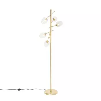 QAZQA — Classic I Античный классический торшер, золото I Латунь со стеклом — Elien I Гостиная I Спальня — Продолговатая сталь — Подходит для светодиодов G9