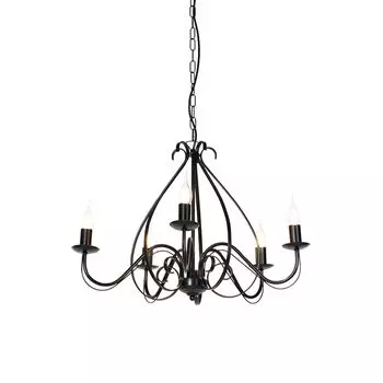 QAZQA - Classic I Антикварная классическая люстра I Люстра черная, 5 ламп - Giuseppe, 5 ламп I Гостиная I Спальня - Круглая сталь - Подходит для светодиодов E14, черный