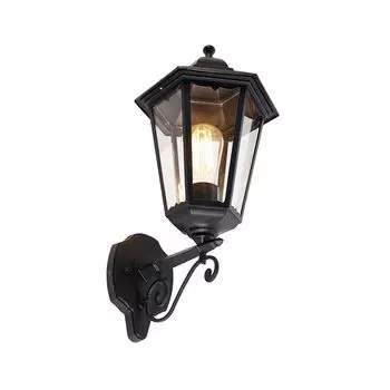 QAZQA - Classic I Antique Classic настенный светильник для наружного освещения, черный IP44 - Havana Up I Наружное освещение - Круглая нержавеющая сталь - Подходит для светодиодов E27