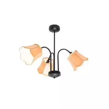 QAZQA - Classic I Потолочный светильник Antique Classic I Потолочный светильник I Лампа I Светильник черный с золотом I Латунный абажур, 3 лампы - Nona I Гостиная I Спальня - Текстильный круглый - Подходит для светодиодов