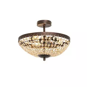 QAZQA - Classic I Потолочный светильник Antique Classic I Потолочный светильник I Лампа I Светильник из бронзы и хрусталя, 3 лампы - Mondrian I Гостиная I Спальня - Круглая сталь - Подходит для светодиодов E14, бронза