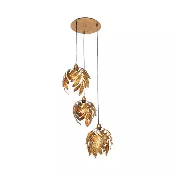 QAZQA - Classic I старинный винтажный подвесной светильник I подвесной светильник I подвесной светильник античное золото I круглая латунь с 3 лампочками - липа I гостиная I спальня - круглая сталь - светодиод подходит E27